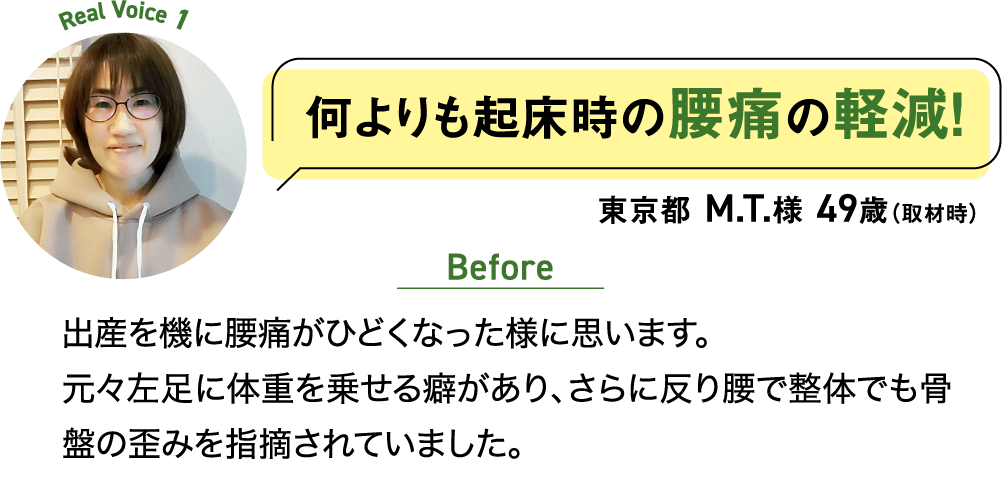 何よりも起床時の腰痛の軽減！