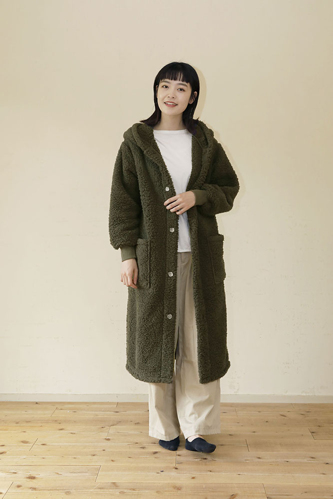 着る毛布 ロング丈 Mサイズ 女性 カーキ