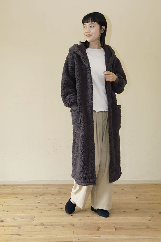 着る毛布 ロング丈 Mサイズ 女性 チャコール