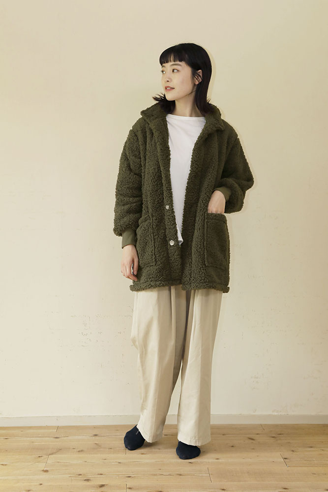 着る毛布 ショート丈 Mサイズ 女性 カーキ