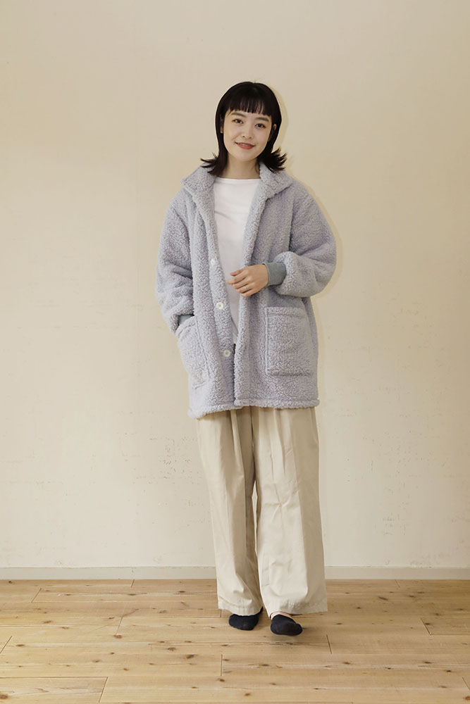 着る毛布 ショート丈 Mサイズ 女性 ライトグレー