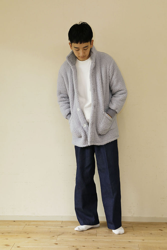 着る毛布 ショート丈 Mサイズ 男性 ライトグレー
